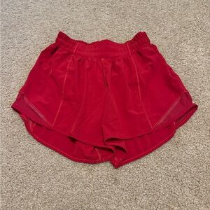 Lulu Hotty Hot Red Athletic Shorts 4”